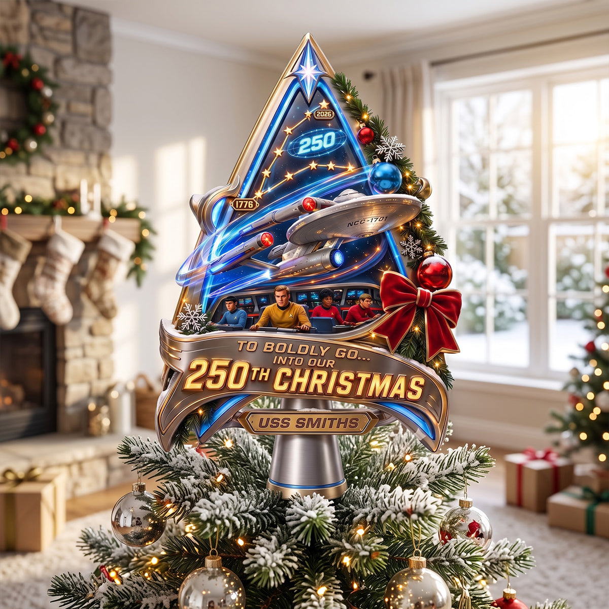 Precious Journey 250th Christmas Tree Topper - Personalized Christmas Gifts 01hatn250826-Homacus