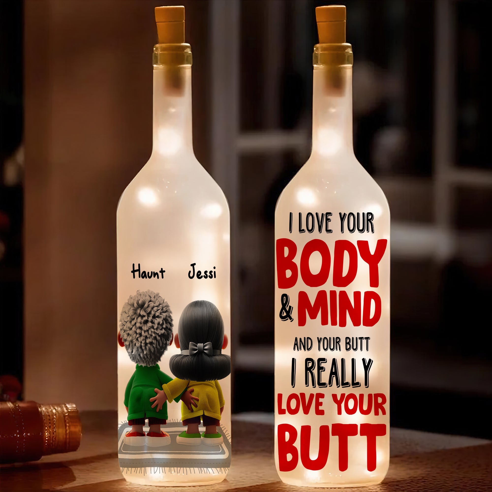 Personalized Gift For Couple Bottle Lamp I Love Your Body & Mind 01OHLU190225-Homacus