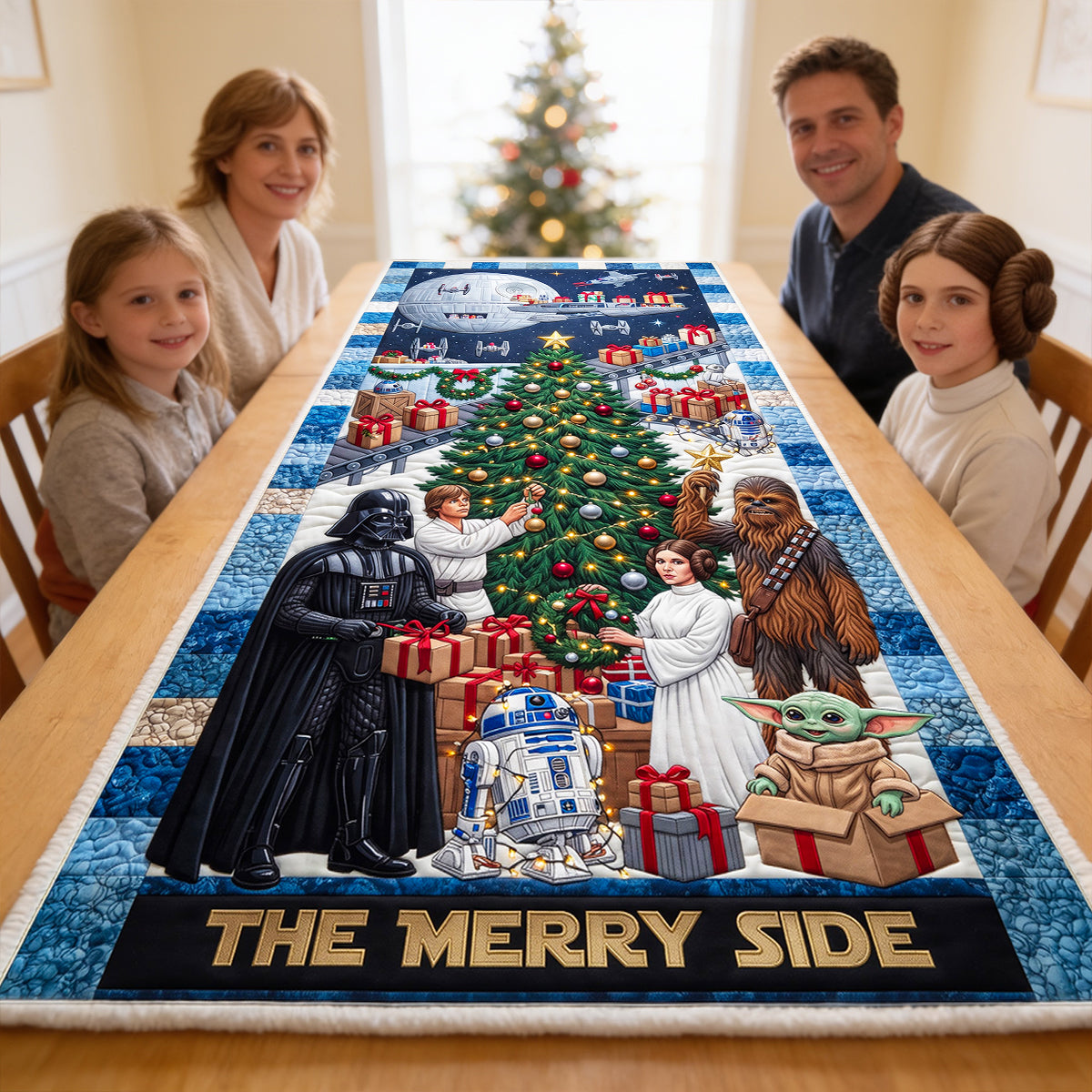 Merry World Quilted Table Runner - Personalized Christmas Gifts 04tydt130826
