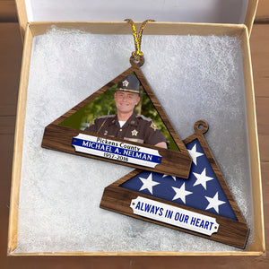 Personalized Christmas Memorial Ornament For Police, Folded Flag 01qhqn241024-Homacus