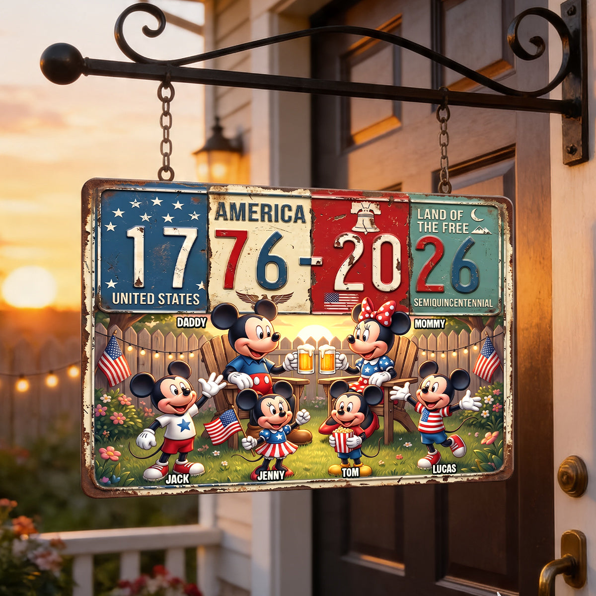 America 250th Anniversary Print Metal Sign - Personalized Gifts For Family 02natn110626-Homacus