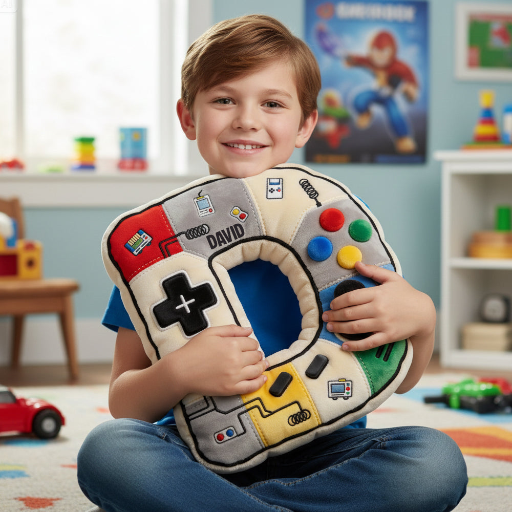 Game Controller Initials Letter Pillow - Personalized Gifts For Kids 01NATN151225-Homacus