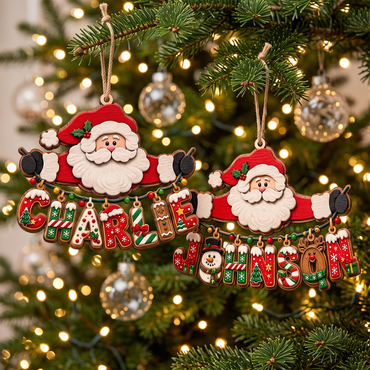 Festive Santa Name Art Ornament - Personalized Christmas Gift 04qhtn110926