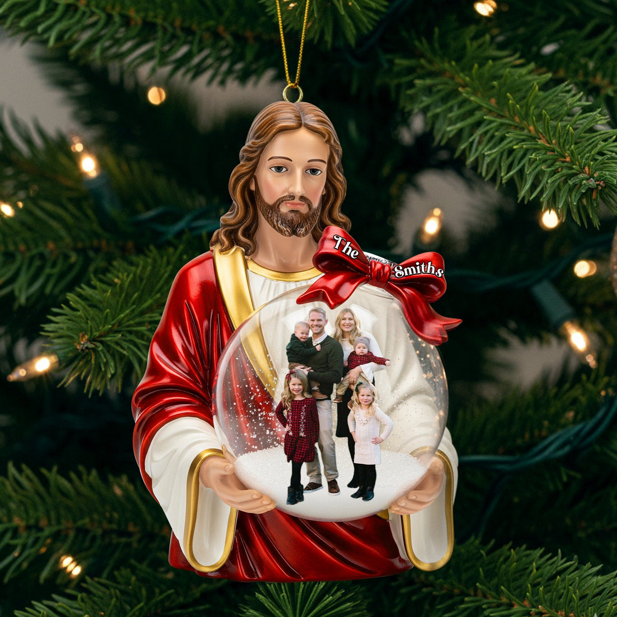 Custom Photo Jesus Ornament - Personalized Gifts For Christian Christmas Ornament 02PGLU031125-Homacus