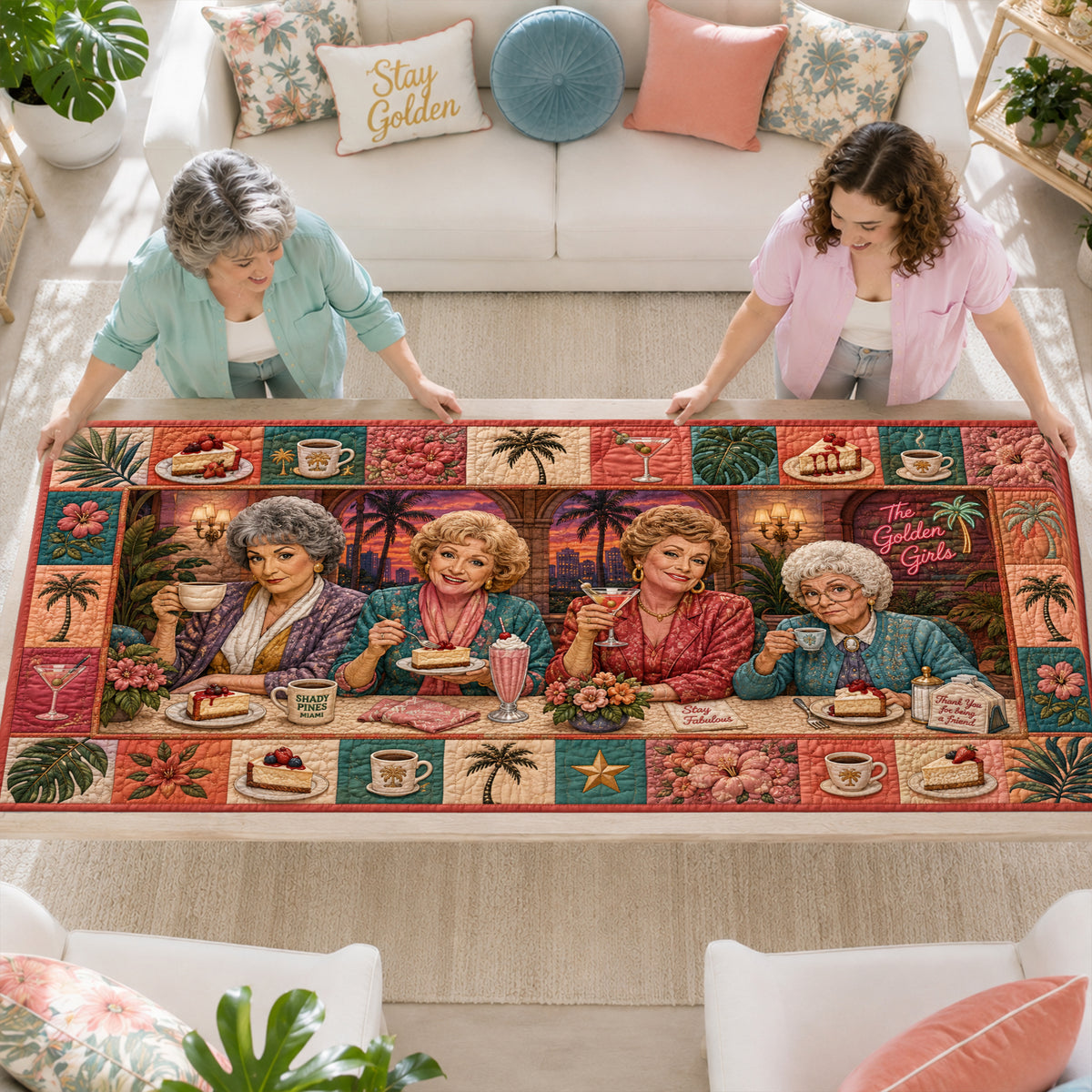 Retro Ladies Quilted Table Runner - Personalized Gifts 01nalu140826-Homacus