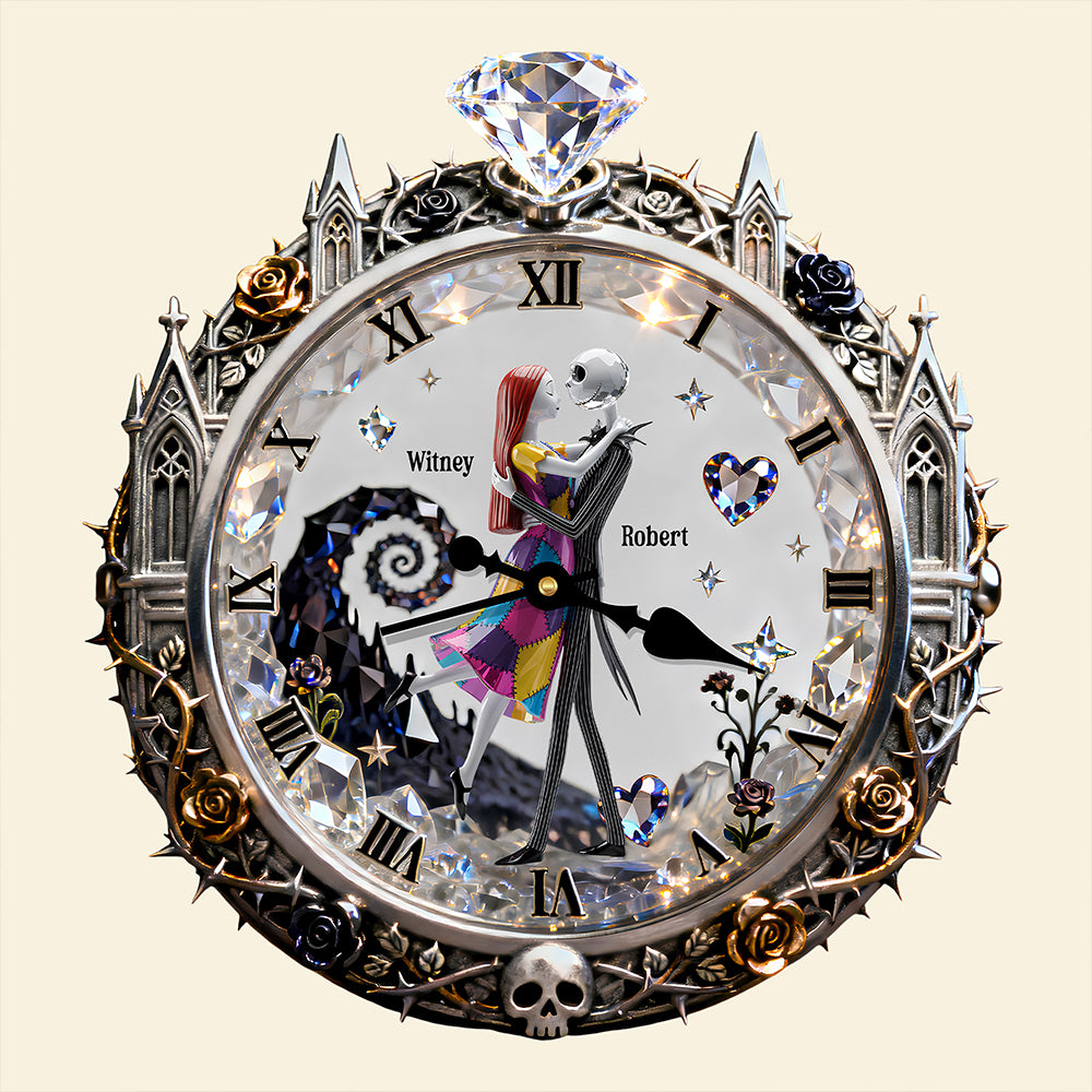 Spooky Couple Wall Clock - Personalized Gifts For Couple 1 Layer Acrylic Hanging Wall Clock 03PADT261225-Homacus