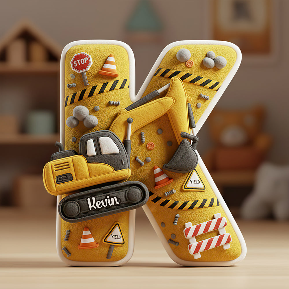 Excavator Alphabet Pillow - Personalized Gifts For Construction Lovers 02PGDT051225-Homacus