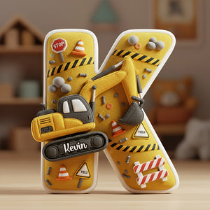 Excavator Alphabet Pillow - Personalized Gifts For Construction Lovers 02PGDT051225-Homacus