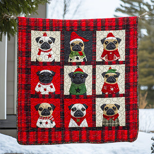 Pug Dog Christmas Quilt Bed Set Gifts For Dog Lovers 05HUDT051124-Homacus