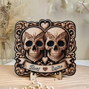 Personalized Gifts For Couple Wood Sign 03ohtn041224 Skull Couple-Homacus