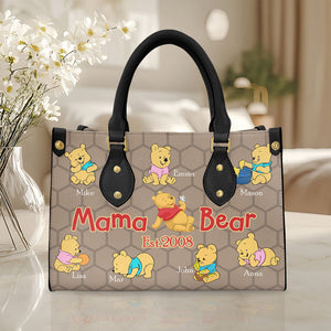 Personalized Gifts For Mom Leather Bag Mother's Day Bear Kids 03OHMHH240225-Homacus