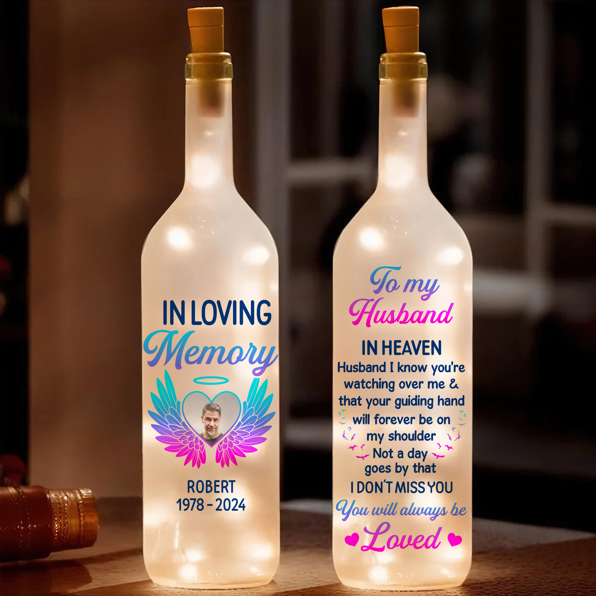 Personalized Husband Memorial Gift 02xqpu220225 Bottle Lamp-Homacus