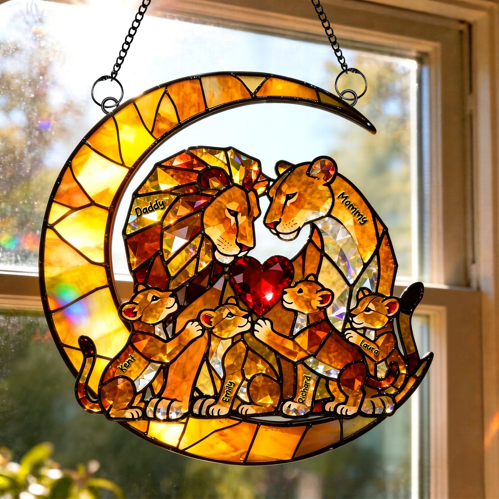 Lion Family Suncatcher Ornament - Personalized Gifts For Family 02kiqn070326-Homacus