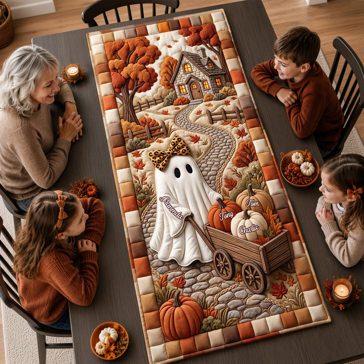 Grandma Halloween Quilted Table Runner - Personalized Gifts For Halloween 01pglu020926