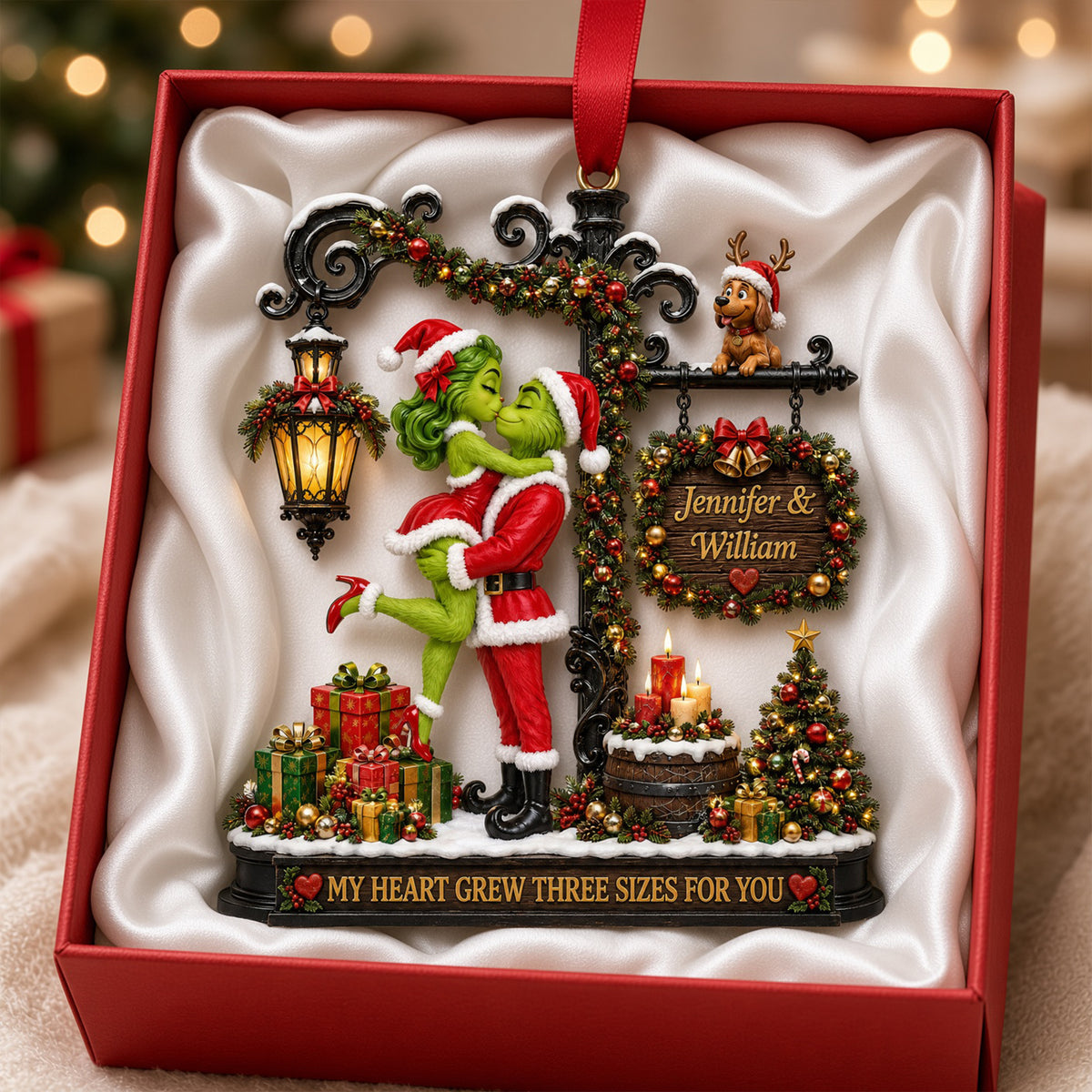 Romantic Kissing Couple Christmas Acrylic Ornament - Personalized Gifts For Couple 02tylu150926-Homacus