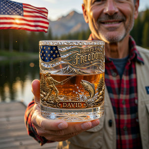 Hooked On Freedom Fishing Round Glass - Personalized Gifts For Fishing Lovers 05paqn290526-Homacus