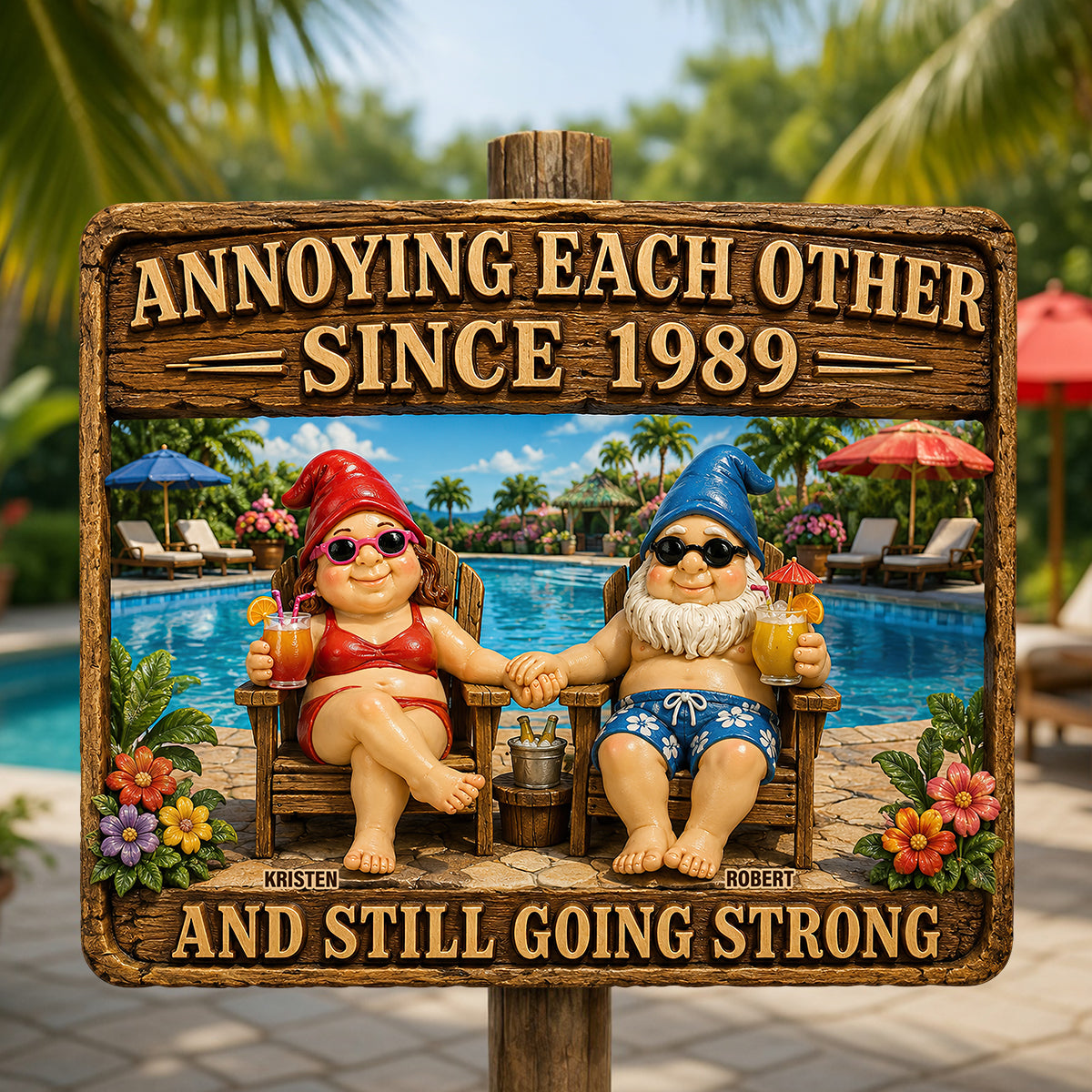 Relaxing Old Couple Metal Sign - Personalized Anniversary Gifts For Couples 02NADT170626-Homacus