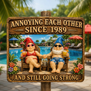 Relaxing Old Couple Metal Sign - Personalized Anniversary Gifts For Couples 02NADT170626