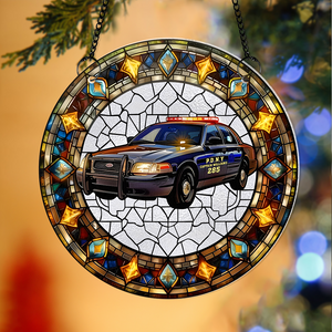 Personalized Christmas Gifts For Police Car Lovers Suncatcher Ornament 78acpu290824-Homacus