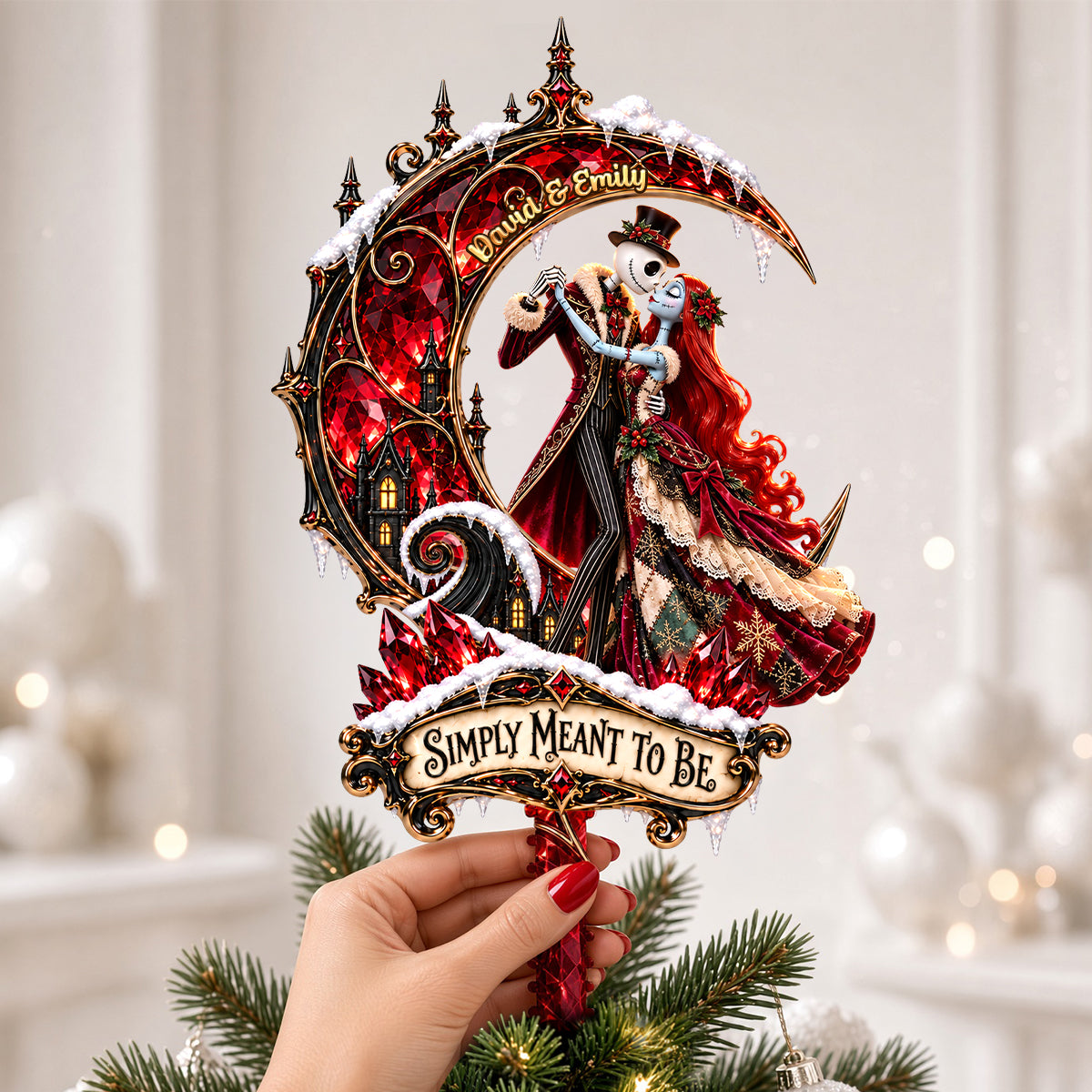 Spooky Couple Acrylic Christmas Tree Topper - Personalized Gifts For Couple 05tydh100926