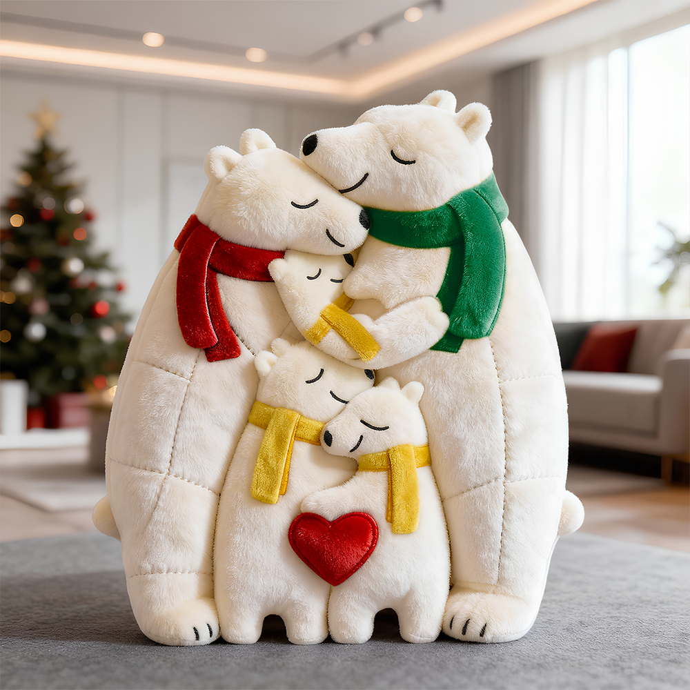 Ice Bear Family Hugging Pillow, Personalized Gifts For Family 03qhdt081125-Homacus