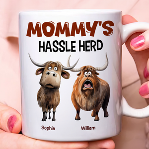 Personalized Gifts For Mom Coffee Mug, Funny Highland Cow Hassle Herd 01qhpu180125-Homacus