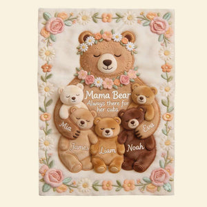 Mama Bear Blanket Personalized Gifts For Mom 01PGDT160326-Homacus