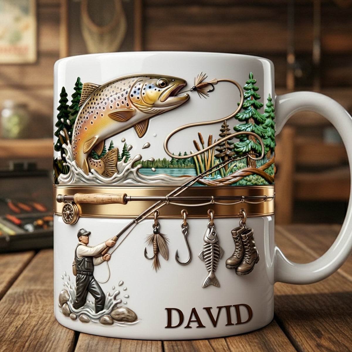 Hooked on Fishing White Coffee Mug - Personalized Gift For Fishing Lovers 02PALU201225-Homacus