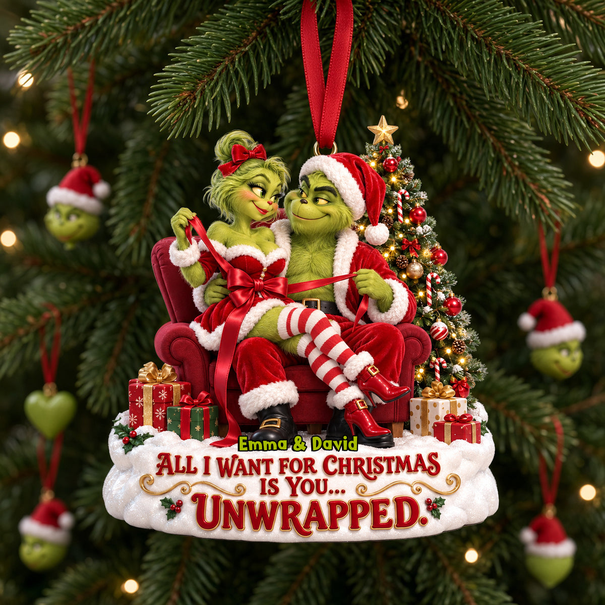 Mischievous Christmas Couple Acrylic Ornament - Personalized Gifts For Couple 03TOLU290926