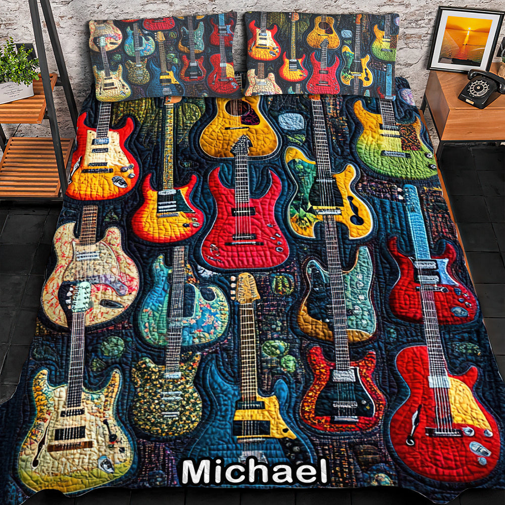 Personalized Gifts For Guitar Lovers Quilt Bedding Set Special Line Acoustic Vibe 08QNQN301224-Homacus