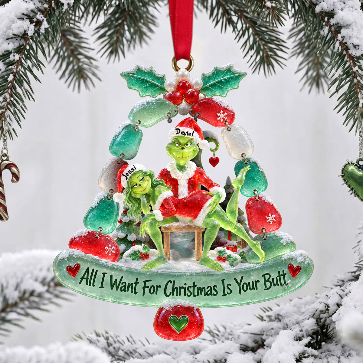 Cheeky Mistletoe Couple Acrylic Ornament - Personalized Christmas Gifts For Couple 04ohlu150926