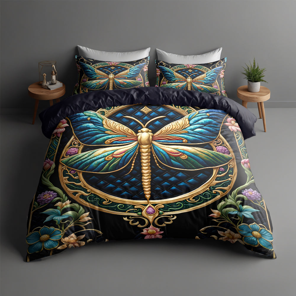Enchanted Dragonfly Garden Quilt Bed Set Quilt Bed Set Gift For Dragonfly Lovers 05HULU200125-Homacus