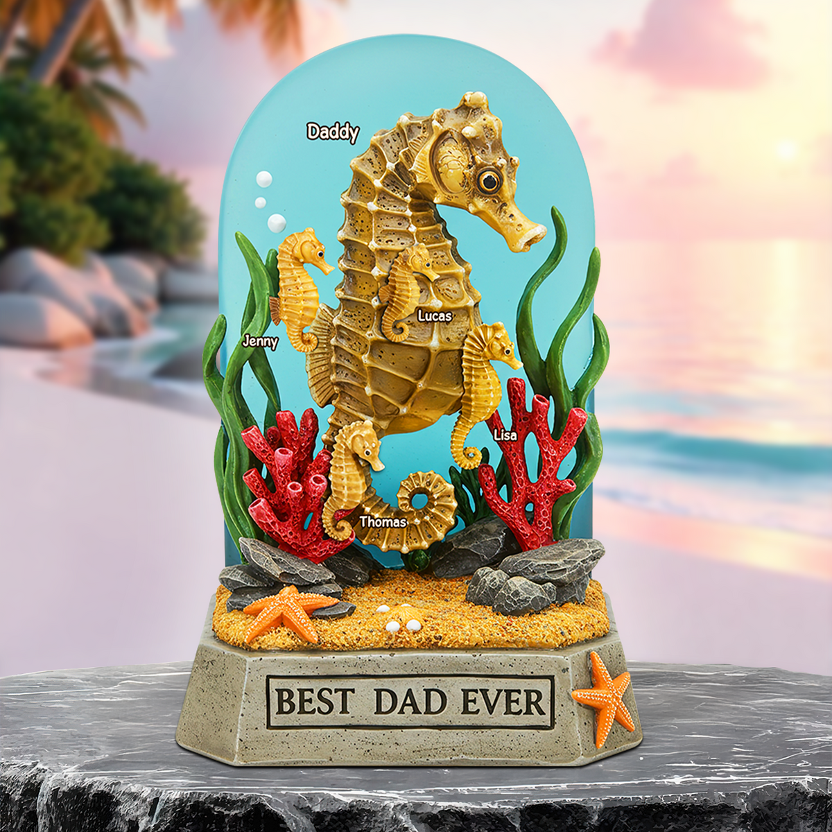 Seahorse Dad Plaque - Personalized Gifts For Dad 02qhpu100525-Homacus