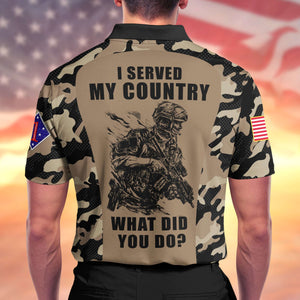 Custom Military Branches Gifts For Veteran Polo Shirt Camo Soldier With Division 03ACQN210624-Homacus