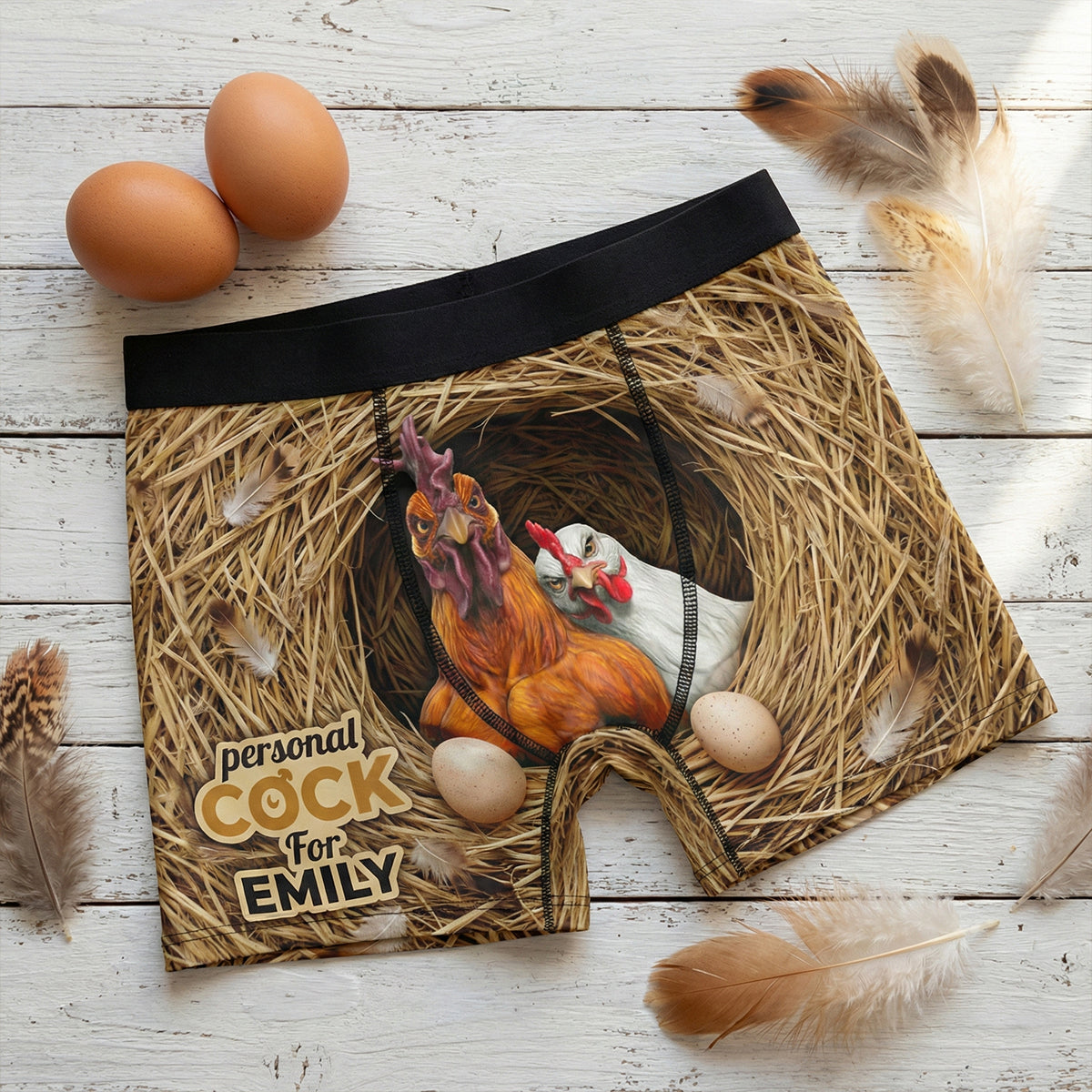 Couple Bold Rooster & His Possessive Hen Men Boxer, Personalized Gifts For Him 04qhtn240126-Homacus
