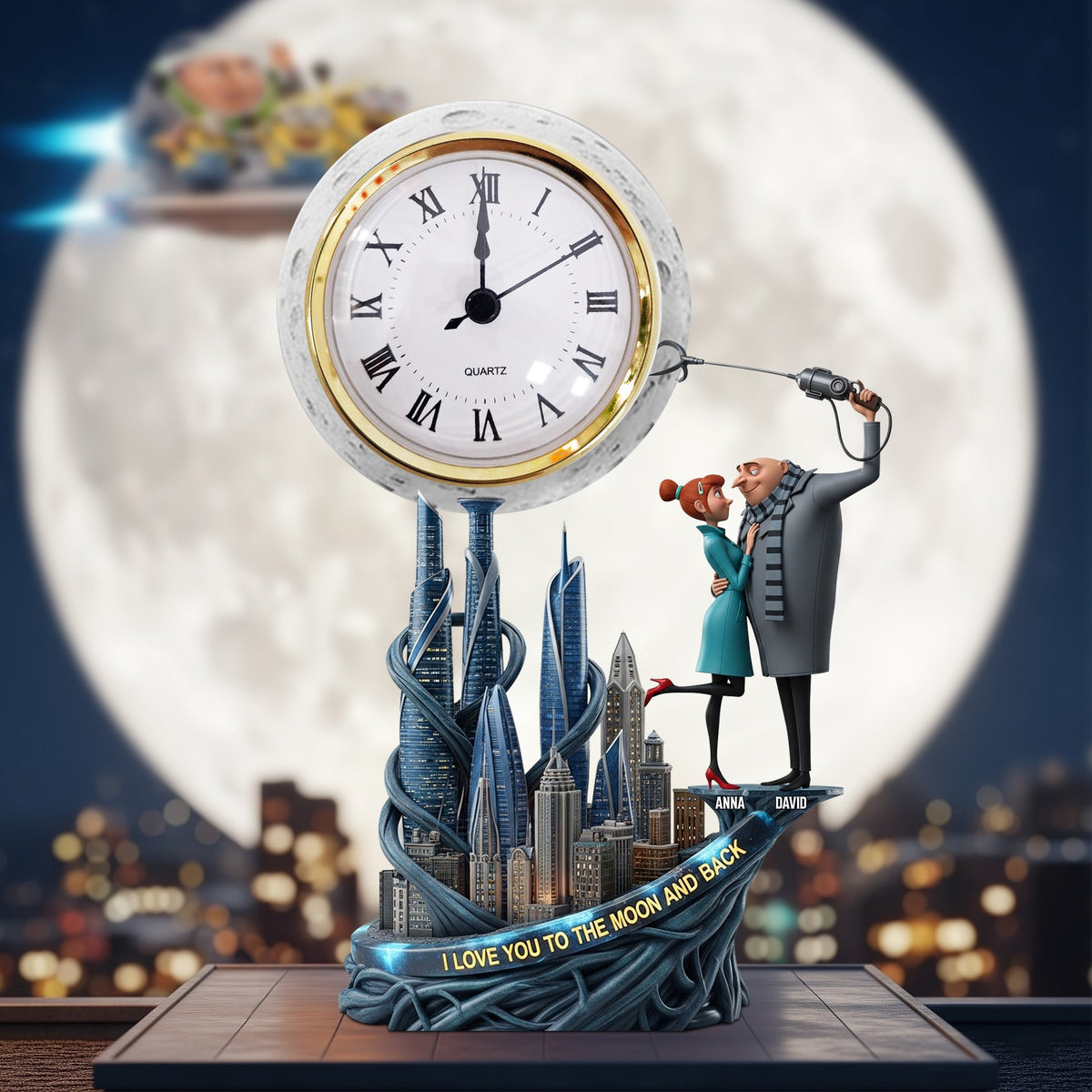 Moon Couple Desk Clock Plaque - Personalized Gifts For Couple 02tgtn050625-Homacus
