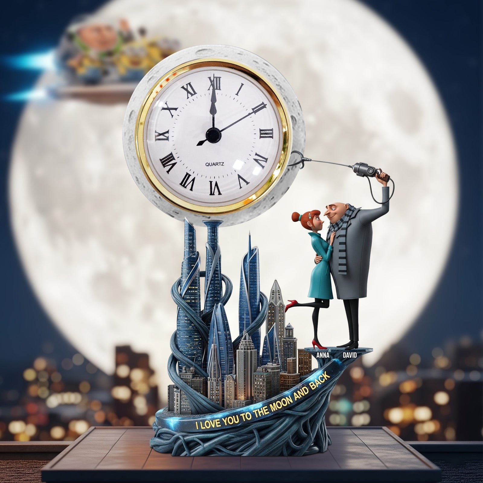 Moon Couple Desk Clock Plaque - Personalized Gifts For Couple 02tgtn050625-Homacus