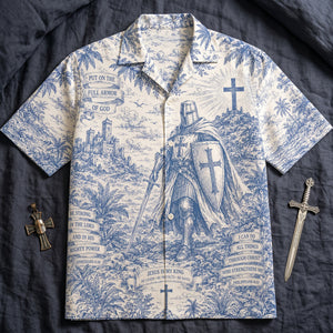 Knight Templar Toile De Jouy Hawaiian Shirt - Personalized Gifts For Christians 03natn170626