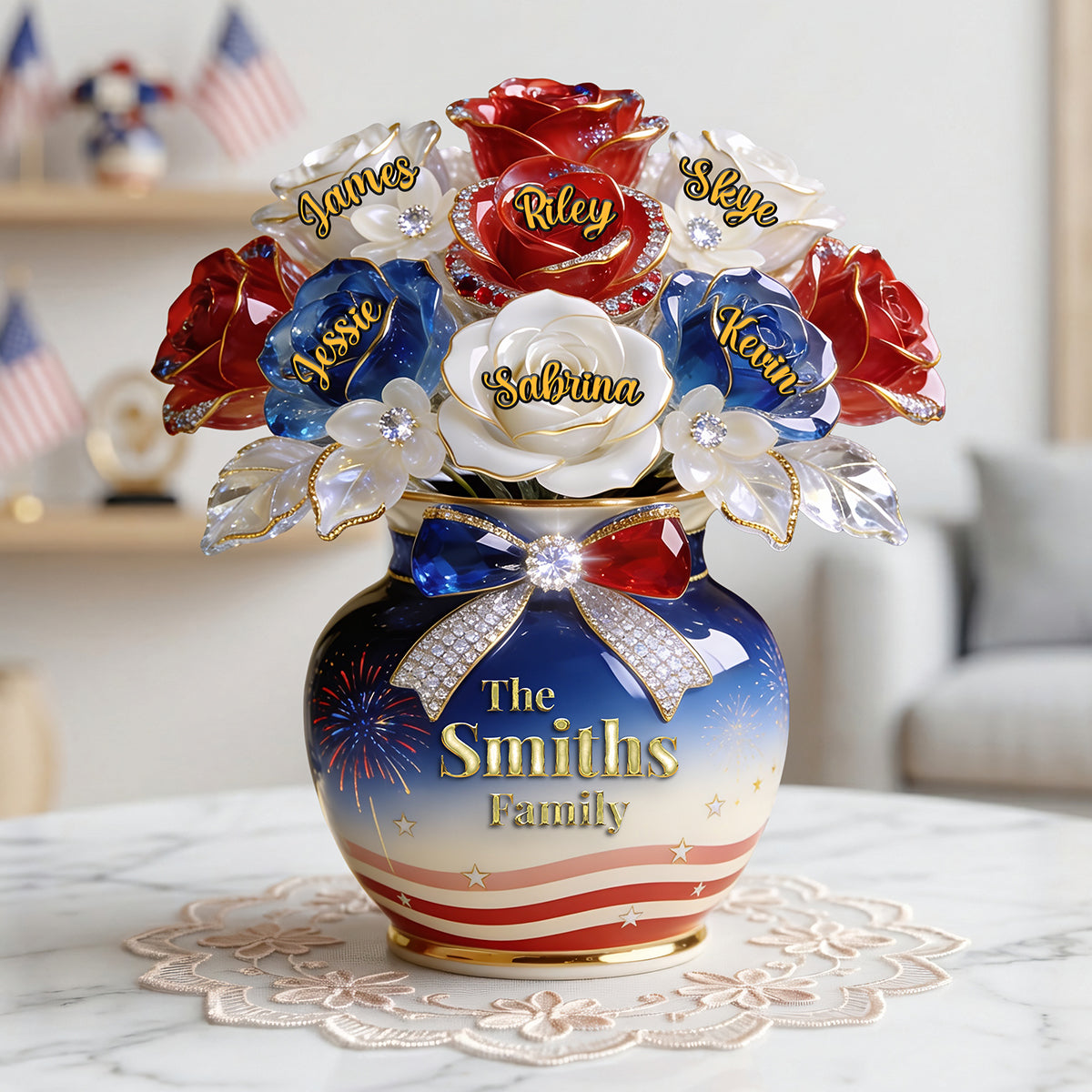 Family Flower 250th USA Anniversary Acrylic Plaque - Personalized Gifts For Family 02pgta040526-Homacus