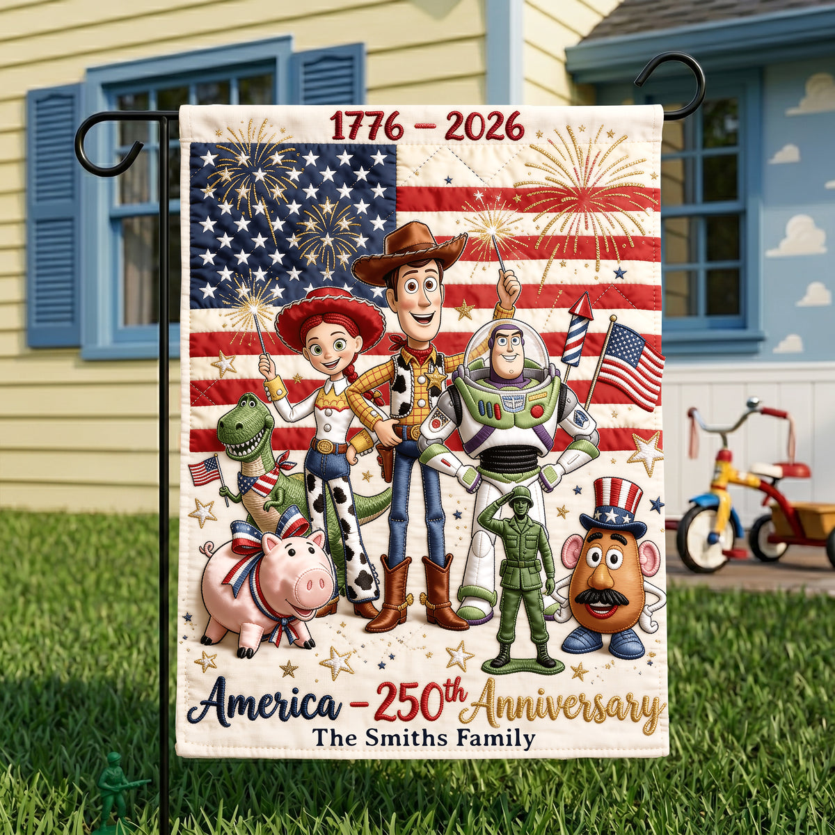 Lovely Characters Celebrated America 250th Anniversary Garden Flag - Gifts For Patriots 04nalu020626-Homacus