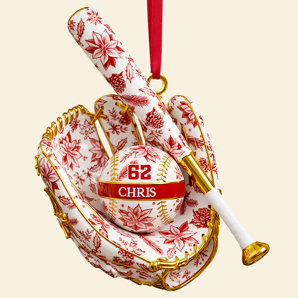 Baseball Toile de Jouy Christmas Ornament Personalized Gifts For Baseball Lovers 04PGDT021025-Homacus