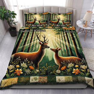 Personalized Gifts For Couple Quilt Bed Set, Romantic Deer Couple 03qhdt241224-Homacus