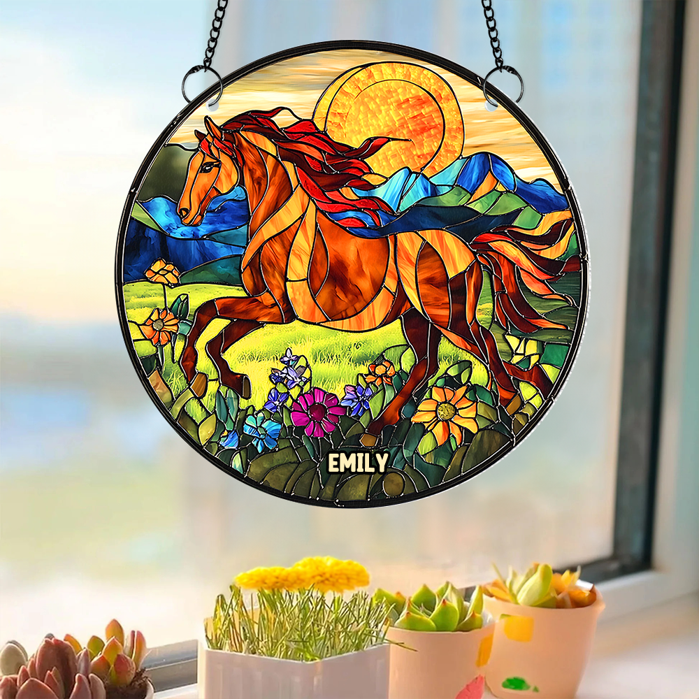 Personalized Gifts For Horse Lovers Suncatcher Ornament 02hupu060325-Homacus