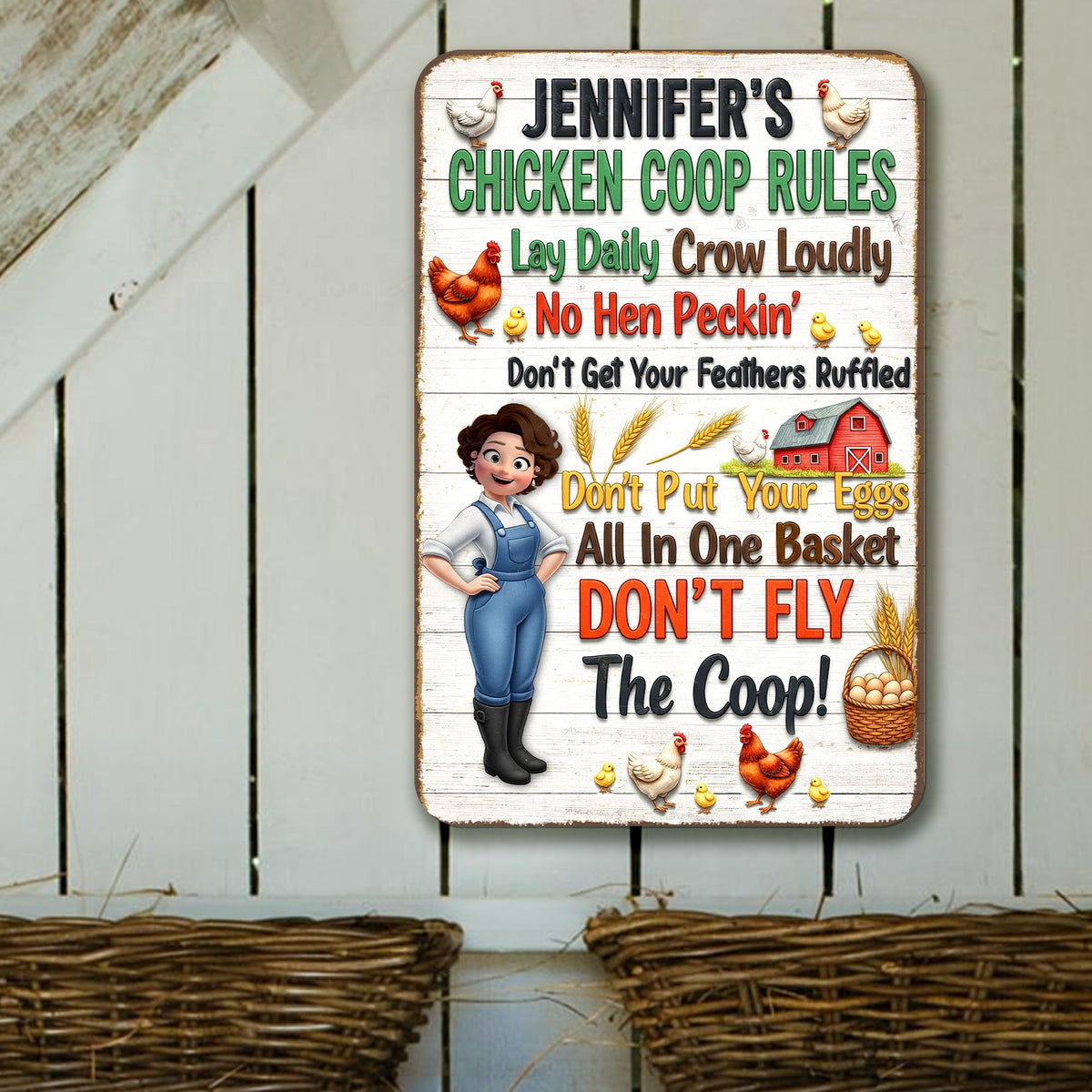 Chicken Coop Rules Metal Sign – Personalized Gifts For Farm Girls 02naqn241125-Homacus