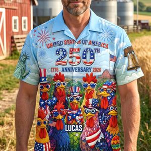 Whimsical Chicken Squad 250 America Hawaiian Shirt - Personalized Gifts For Chicken Lovers 02qhtn200626