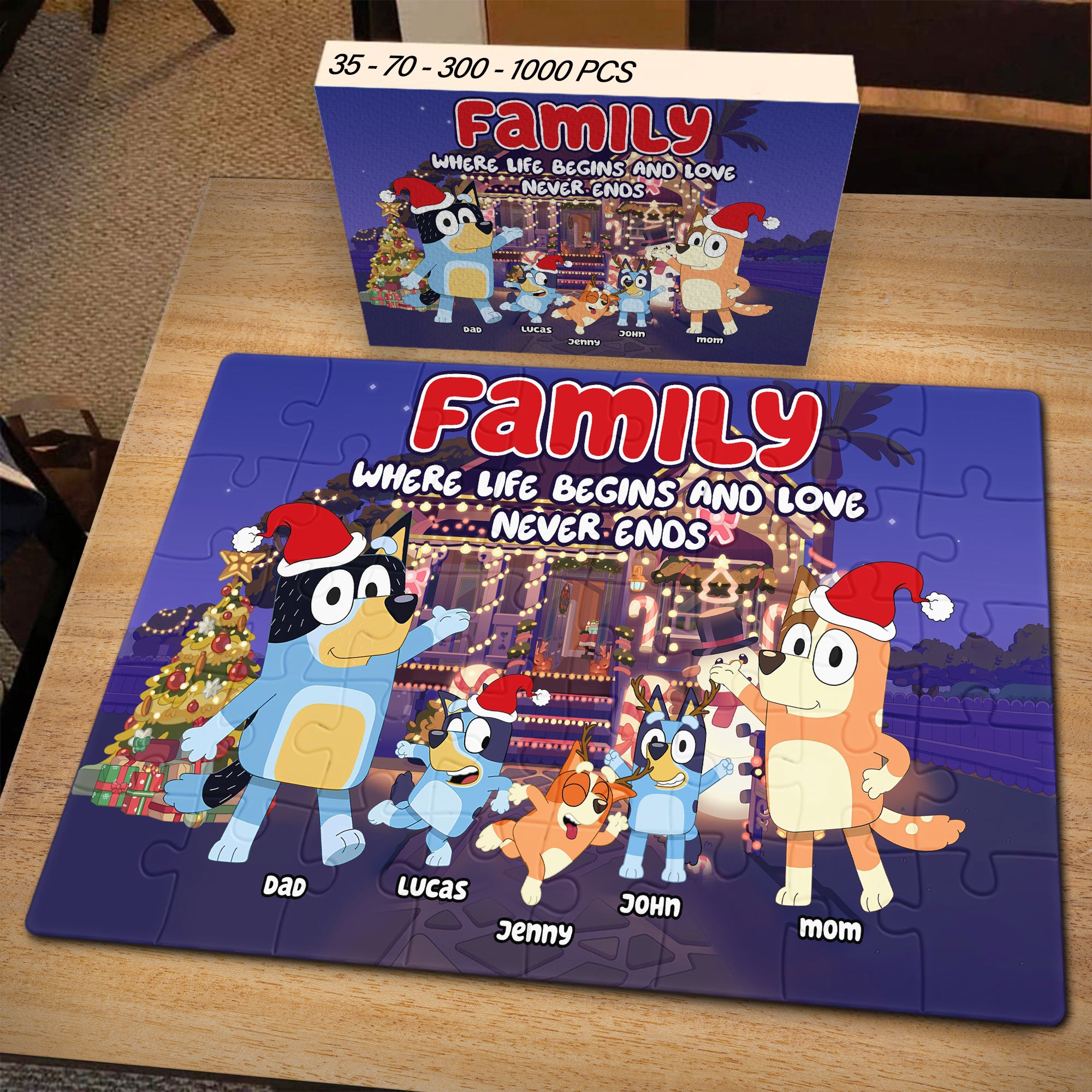 Personalized Gifts For Family Jigsaw Puzzle 02natn230724 Cartoon Dog Family Christmas House-Homacus