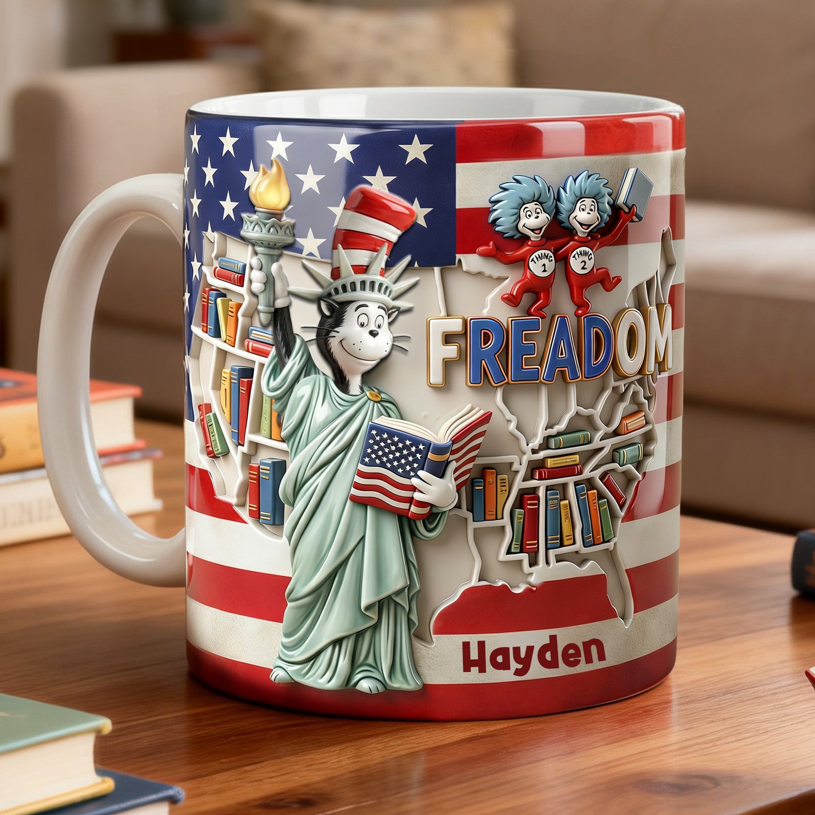Patriotic Reading Coffee Mug - Personalized Gift For Reading Lovers 01PALU090226-Homacus