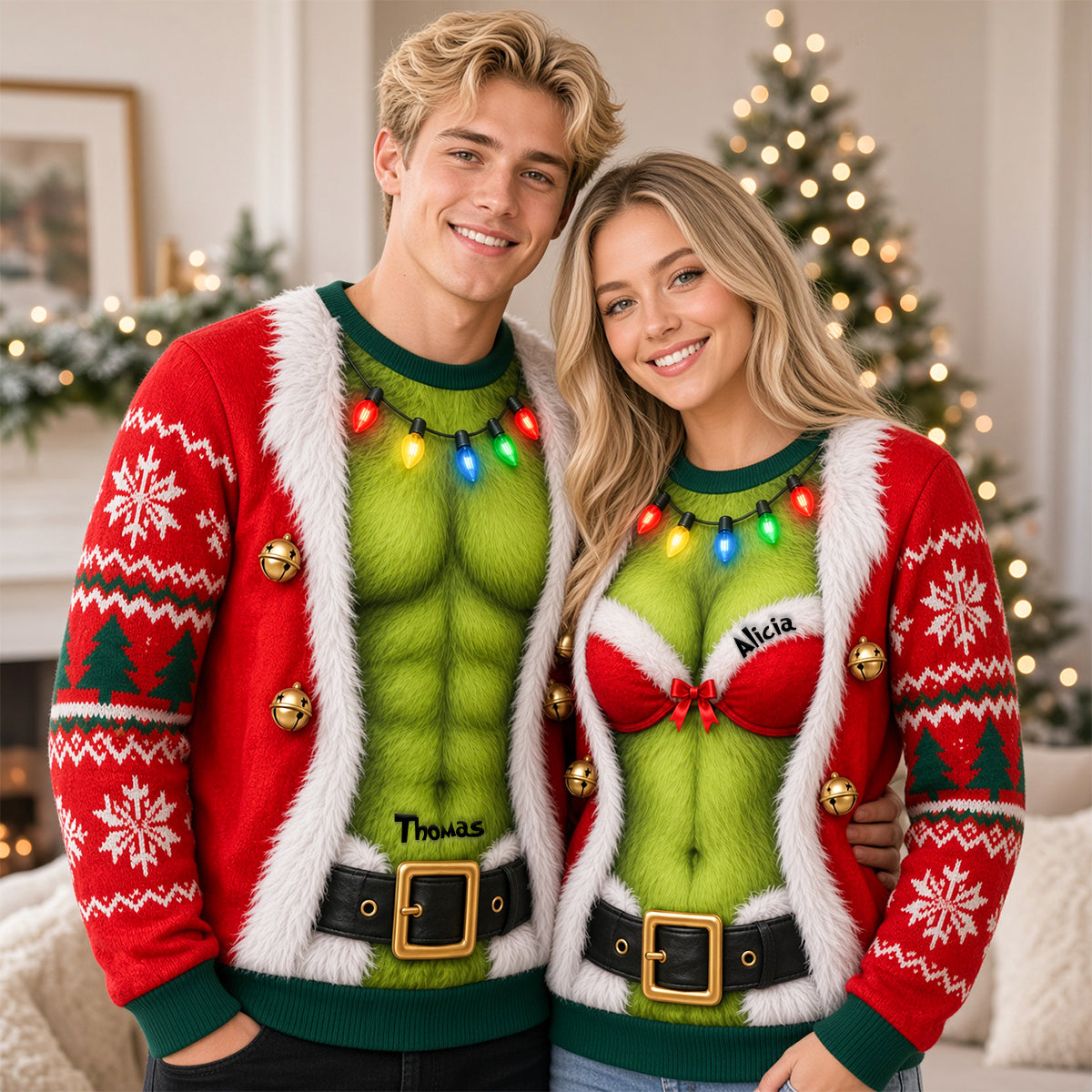Funny Couple Christmas Shirt - Personalized Gifts For Couple Shirt 01TYDH061026-Homacus