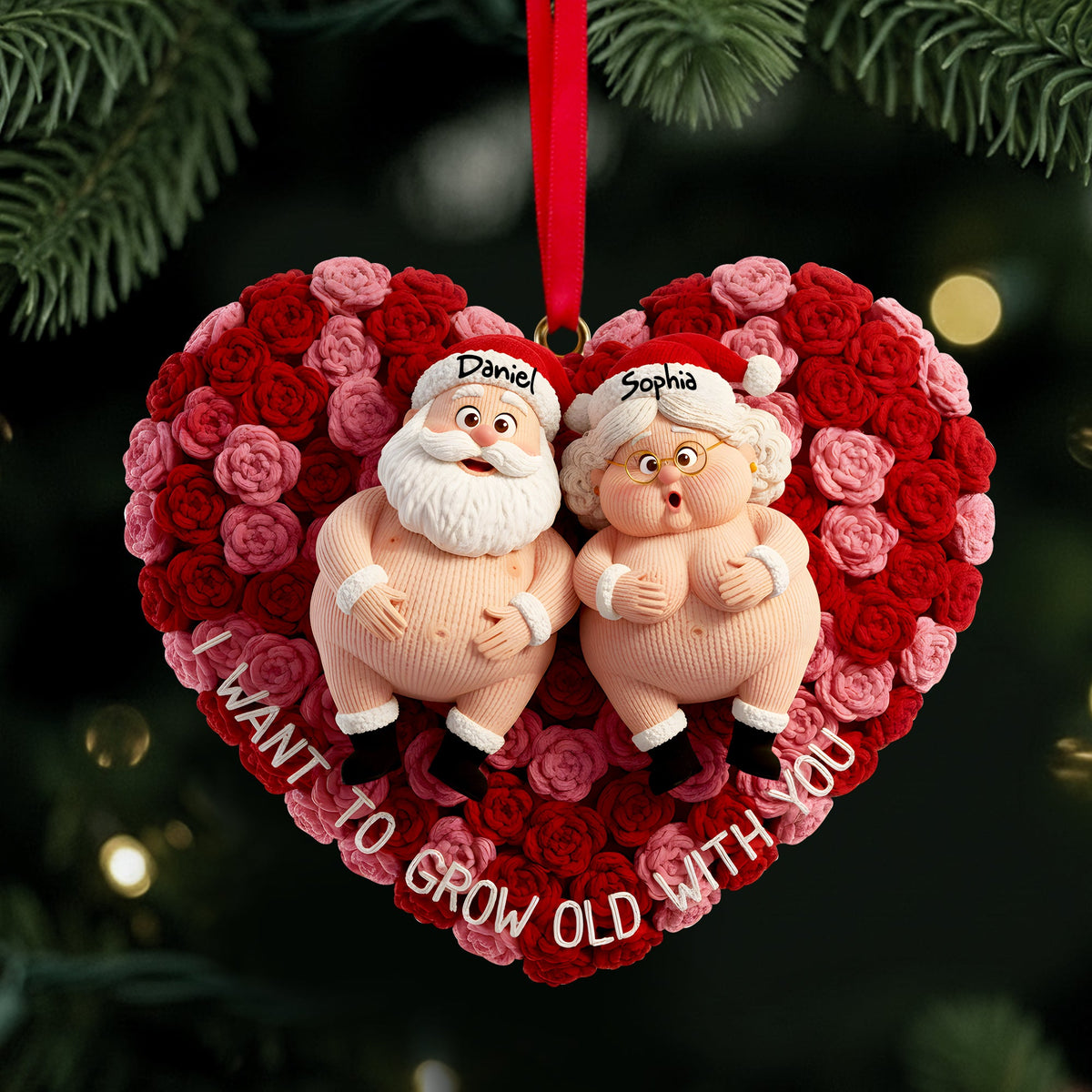 Growing Old Couple Ornament - Personalized Gifts For Couples 07OHLU231025-Homacus