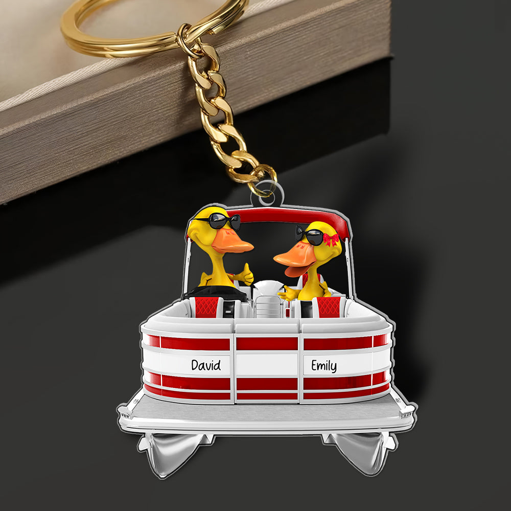 Festive Ducks On A Pontoon – Custom Christmas Keychain For Boating Fans 02qhqn181224-Homacus